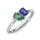 4 - Nadya Pear Shape Lab Created Alexandrite & Emerald Shape Iolite 2 Stone Duo Ring 