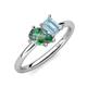 4 - Nadya Pear Shape Lab Created Alexandrite & Emerald Shape Aquamarine 2 Stone Duo Ring 