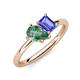 4 - Nadya Pear Shape Lab Created Alexandrite & Emerald Shape Tanzanite 2 Stone Duo Ring 