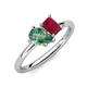 4 - Nadya Pear Shape Lab Created Alexandrite & Emerald Shape Ruby 2 Stone Duo Ring 