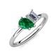 4 - Nadya Pear Shape Lab Created Emerald & Emerald Shape GIA Certified Diamond 2 Stone Duo Ring 