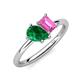 4 - Nadya Pear Shape Lab Created Emerald & Emerald Shape Pink Sapphire 2 Stone Duo Ring 