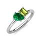 4 - Nadya Pear Shape Lab Created Emerald & Emerald Shape Peridot 2 Stone Duo Ring 