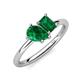 4 - Nadya Pear Shape Lab Created Emerald & Emerald Shape Emerald 2 Stone Duo Ring 