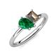 4 - Nadya Pear Shape Lab Created Emerald & Emerald Shape Smoky Quartz 2 Stone Duo Ring 