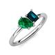 4 - Nadya Pear Shape Lab Created Emerald & Emerald Shape London Blue Topaz 2 Stone Duo Ring 