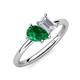 4 - Nadya Pear Shape Lab Created Emerald & Emerald Shape White Sapphire 2 Stone Duo Ring 