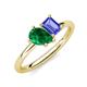 4 - Nadya Pear Shape Lab Created Emerald & Emerald Shape Tanzanite 2 Stone Duo Ring 