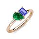 4 - Nadya Pear Shape Lab Created Emerald & Emerald Shape Tanzanite 2 Stone Duo Ring 