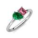 4 - Nadya Pear Shape Lab Created Emerald & Emerald Shape Pink Tourmaline 2 Stone Duo Ring 