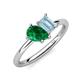 4 - Nadya Pear Shape Lab Created Emerald & Emerald Shape Aquamarine 2 Stone Duo Ring 