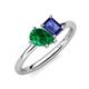 4 - Nadya Pear Shape Lab Created Emerald & Emerald Shape Iolite 2 Stone Duo Ring 