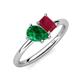 4 - Nadya Pear Shape Lab Created Emerald & Emerald Shape Ruby 2 Stone Duo Ring 