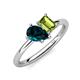4 - Nadya Pear Shape London Blue Topaz & Emerald Shape Peridot 2 Stone Duo Ring 