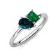 4 - Nadya Pear Shape London Blue Topaz & Emerald Shape Emerald 2 Stone Duo Ring 