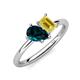 4 - Nadya Pear Shape London Blue Topaz & Emerald Shape Yellow Sapphire 2 Stone Duo Ring 