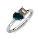 4 - Nadya Pear Shape London Blue Topaz & Emerald Shape Smoky Quartz 2 Stone Duo Ring 