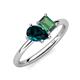 4 - Nadya Pear Shape London Blue Topaz & Emerald Shape Lab Created Alexandrite 2 Stone Duo Ring 
