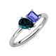 4 - Nadya Pear Shape London Blue Topaz & Emerald Shape Tanzanite 2 Stone Duo Ring 