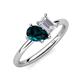 4 - Nadya Pear Shape London Blue Topaz & Emerald Shape White Sapphire 2 Stone Duo Ring 