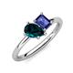 4 - Nadya Pear Shape London Blue Topaz & Emerald Shape Iolite 2 Stone Duo Ring 