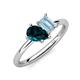 4 - Nadya Pear Shape London Blue Topaz & Emerald Shape Aquamarine 2 Stone Duo Ring 