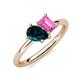 4 - Nadya Pear Shape London Blue Topaz & Emerald Shape Pink Sapphire 2 Stone Duo Ring 