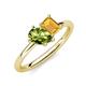 4 - Nadya Pear Shape Peridot & Emerald Shape Citrine 2 Stone Duo Ring 
