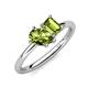 4 - Nadya Pear & Emerald Shape Peridot 2 Stone Duo Ring 