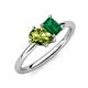 4 - Nadya Pear Shape Peridot & Emerald Shape Emerald 2 Stone Duo Ring 
