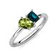 4 - Nadya Pear Shape Peridot & Emerald Shape London Blue Topaz 2 Stone Duo Ring 