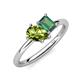4 - Nadya Pear Shape Peridot & Emerald Shape Lab Created Alexandrite 2 Stone Duo Ring 