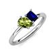 4 - Nadya Pear Shape Peridot & Emerald Shape Blue Sapphire 2 Stone Duo Ring 
