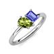 4 - Nadya Pear Shape Peridot & Emerald Shape Tanzanite 2 Stone Duo Ring 