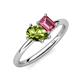 4 - Nadya Pear Shape Peridot & Emerald Shape Pink Tourmaline 2 Stone Duo Ring 