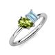 4 - Nadya Pear Shape Peridot & Emerald Shape Aquamarine 2 Stone Duo Ring 