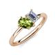 4 - Nadya Pear Shape Peridot & Emerald Shape Forever One Moissanite 2 Stone Duo Ring 