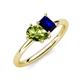 4 - Nadya Pear Shape Peridot & Emerald Shape Blue Sapphire 2 Stone Duo Ring 