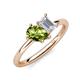 4 - Nadya Pear Shape Peridot & Emerald Shape White Sapphire 2 Stone Duo Ring 