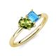 4 - Nadya Pear Shape Peridot & Emerald Shape Blue Topaz 2 Stone Duo Ring 