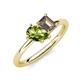 4 - Nadya Pear Shape Peridot & Emerald Shape Smoky Quartz 2 Stone Duo Ring 