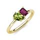 4 - Nadya Pear Shape Peridot & Emerald Shape Rhodolite Garnet 2 Stone Duo Ring 