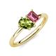 4 - Nadya Pear Shape Peridot & Emerald Shape Pink Tourmaline 2 Stone Duo Ring 