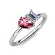 4 - Nadya Pear Shape Pink Tourmaline & Emerald Shape GIA Certified Diamond 2 Stone Duo Ring 