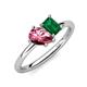 4 - Nadya Pear Shape Pink Tourmaline & Emerald Shape Emerald 2 Stone Duo Ring 