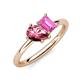 4 - Nadya Pear Shape Pink Tourmaline & Emerald Shape Pink Sapphire 2 Stone Duo Ring 