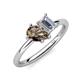 4 - Nadya Pear Shape Smoky Quartz & Emerald Shape GIA Certified Diamond 2 Stone Duo Ring 
