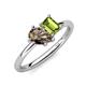 4 - Nadya Pear Shape Smoky Quartz & Emerald Shape Peridot 2 Stone Duo Ring 