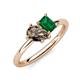 4 - Nadya Pear Shape Smoky Quartz & Emerald Shape Emerald 2 Stone Duo Ring 