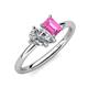 4 - Nadya Pear Shape Forever Brilliant Moissanite & Emerald Shape Pink Sapphire 2 Stone Duo Ring 